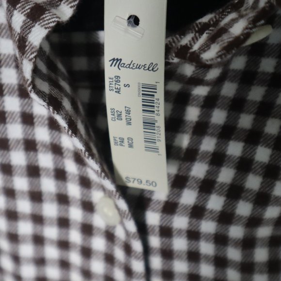 NWT Madewell Flannel Tie-Front Shirt in Gingham - Picture 6 of 9